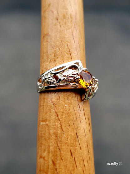❤️12k Solid Gold & Sterling Silver Ring Size 5 Citrine Black Hills Style!