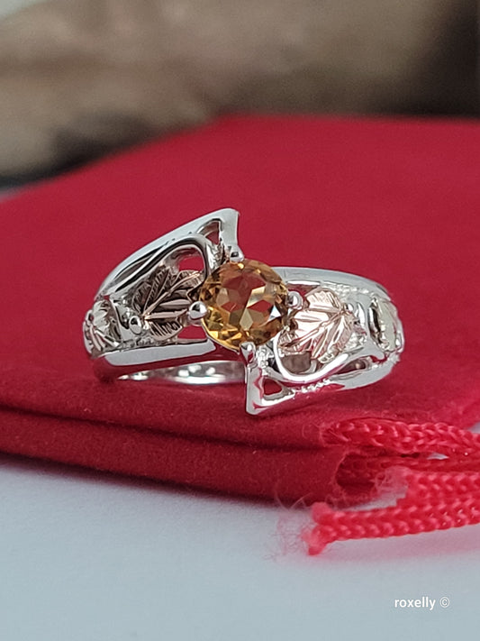 ❤️12k Solid Gold & Sterling Silver Ring Size 5 Citrine Black Hills Style!