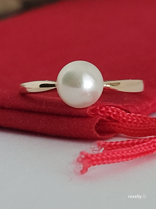 ❤️14k Size 6.5 Precious Solid Yellow Gold Fresh-Water Pearl Ring!