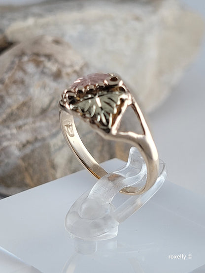 ❤️10k Size 5.5 Vintage Solid Yellow Gold Two Leaves-Shaped Black Hills Ring!