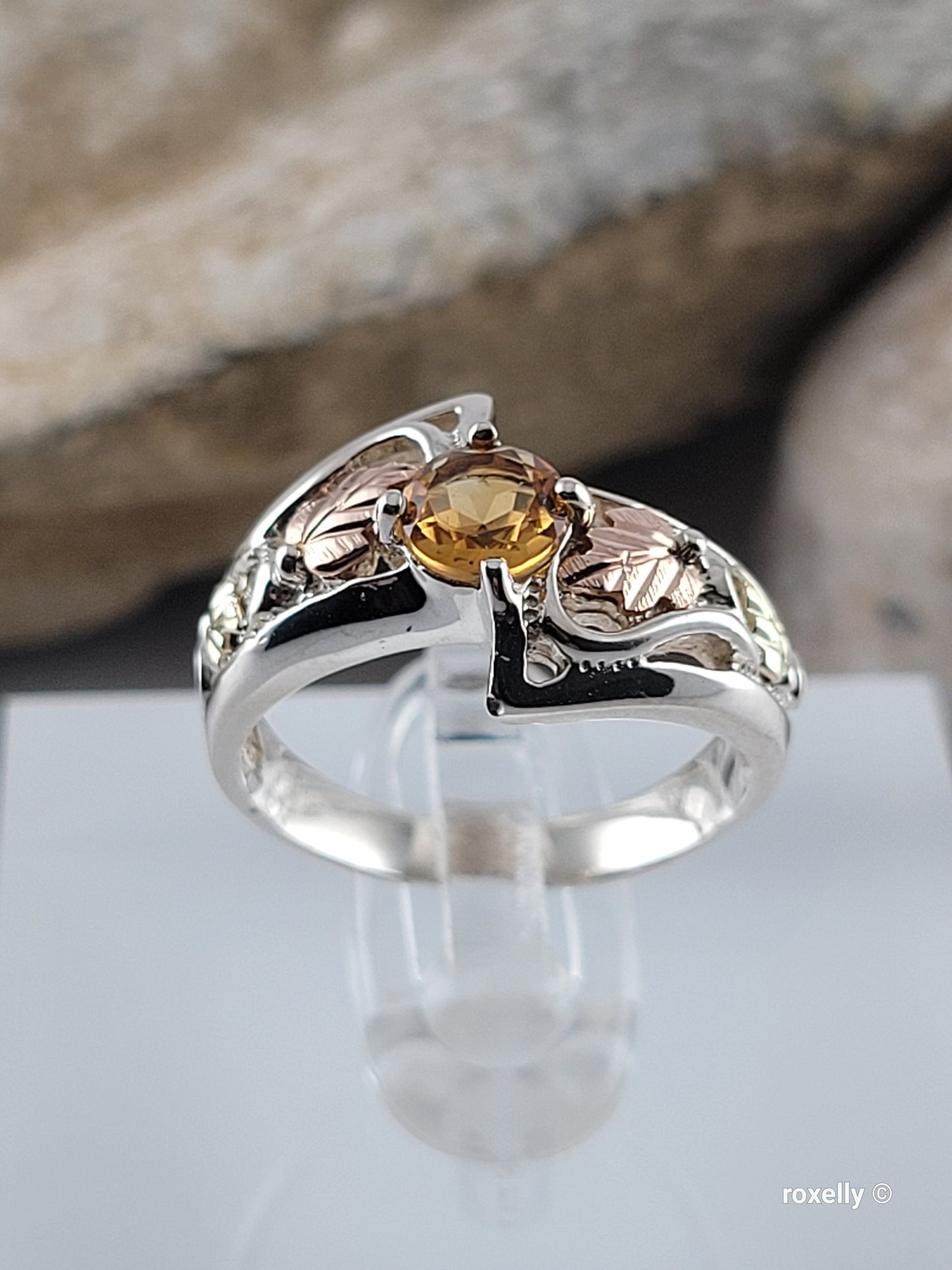 ❤️12k Solid Gold & Sterling Silver Ring Size 5 Citrine Black Hills Style!