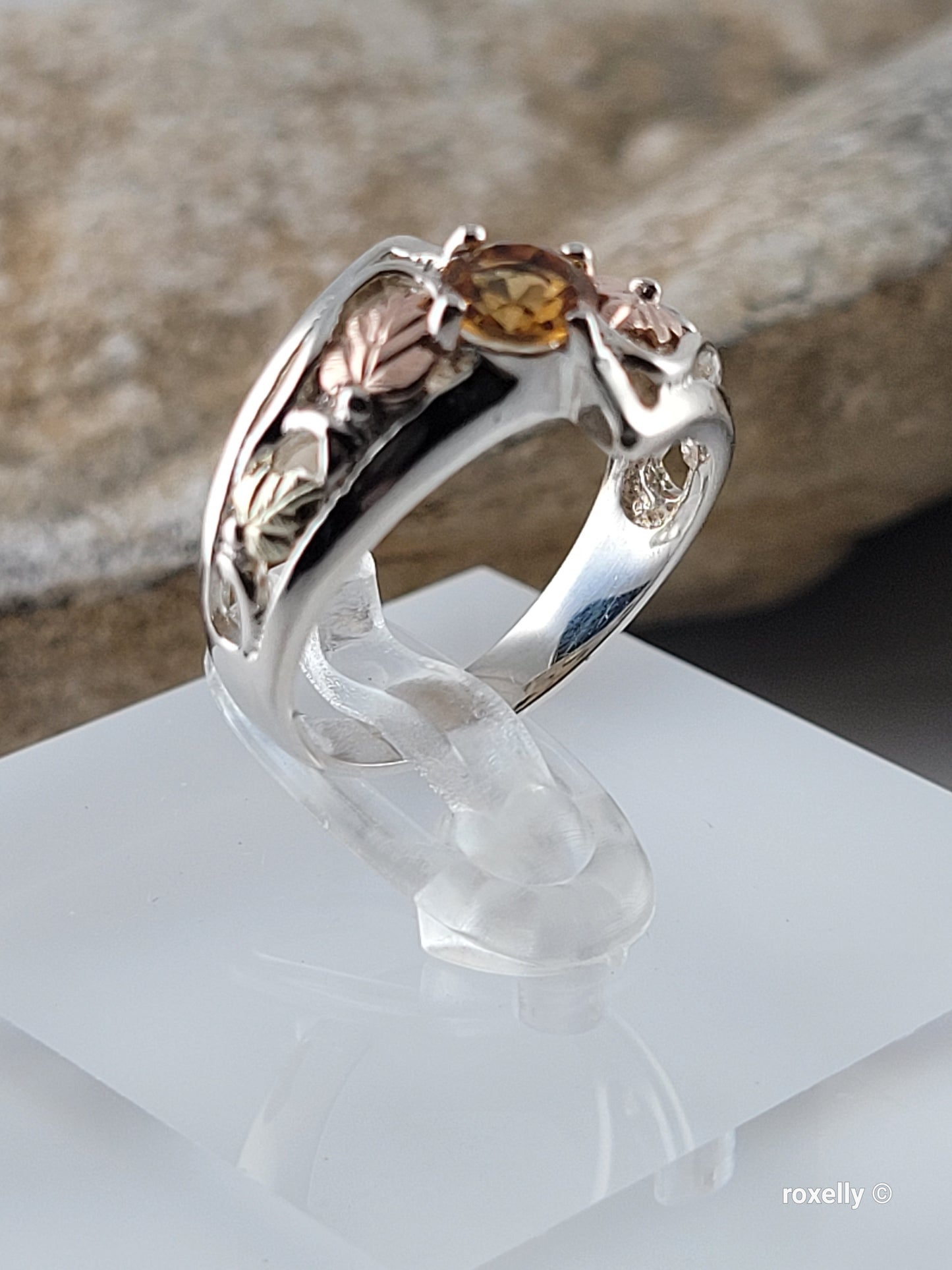 ❤️12k Solid Gold & Sterling Silver Ring Size 5 Citrine Black Hills Style!