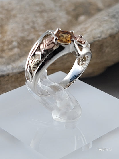 ❤️12k Solid Gold & Sterling Silver Ring Size 5 Citrine Black Hills Style!
