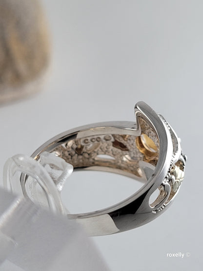 ❤️12k Solid Gold & Sterling Silver Ring Size 5 Citrine Black Hills Style!