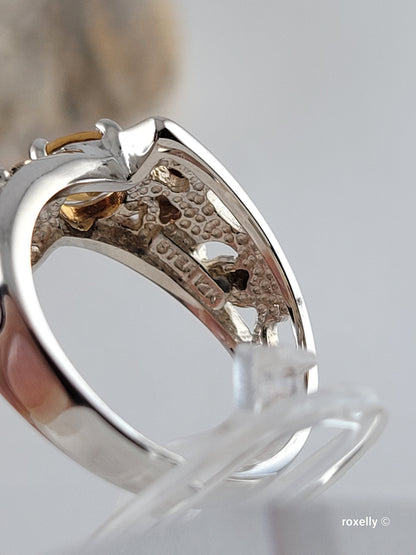 ❤️12k Solid Gold & Sterling Silver Ring Size 5 Citrine Black Hills Style!
