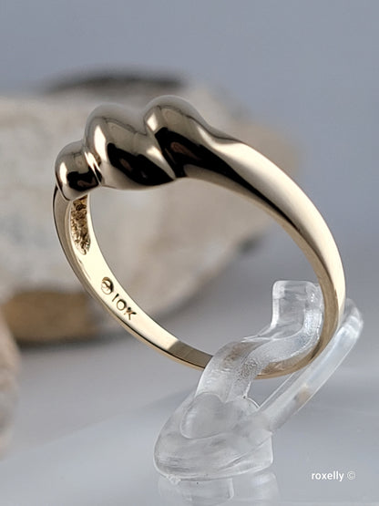 ❤️10k Size 8.25 Precious Solid Yellow Gold Grooved Puffy Band Ring!