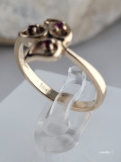 ❤️10k Size 6 Precious Solid Yellow Gold Rubies Cocktail Ring!
