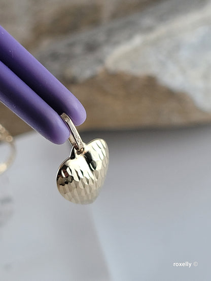 ❤️14k 10k Solid Yellow Gold Heart-Shaped Ring and Pendant Diamond Cut!