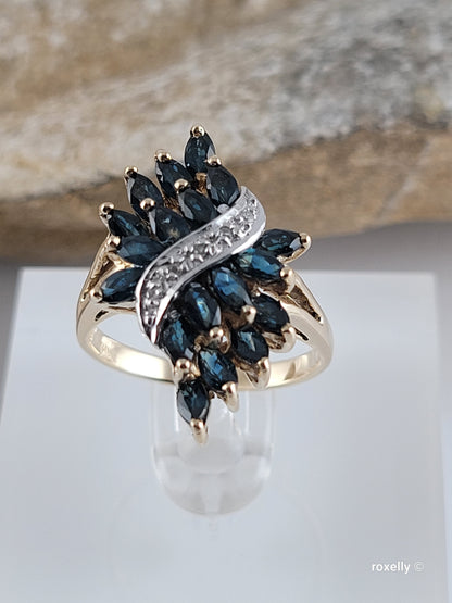 ❤️10k Size 5.75 Precious Solid Yellow Gold Sapphire and Diamond Ring!