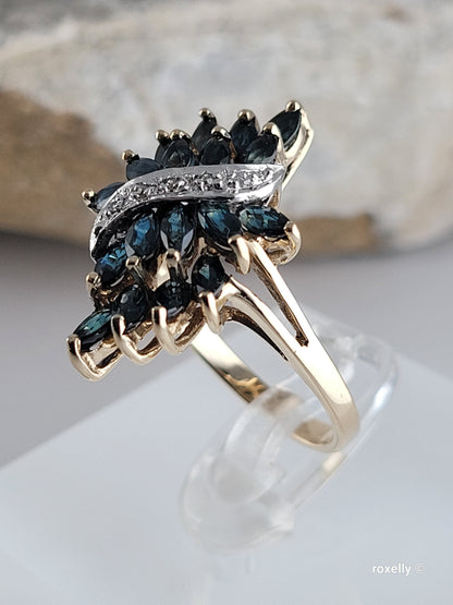 ❤️10k Size 5.75 Precious Solid Yellow Gold Sapphire and Diamond Ring!