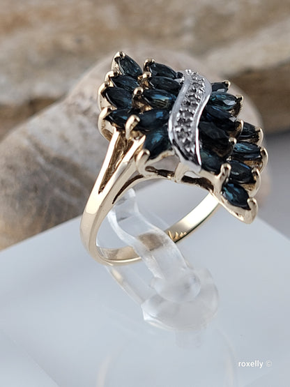 ❤️10k Size 5.75 Precious Solid Yellow Gold Sapphire and Diamond Ring!