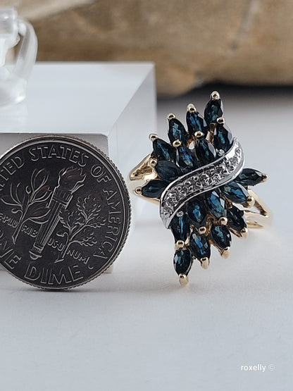 ❤️10k Size 5.75 Precious Solid Yellow Gold Sapphire and Diamond Ring!