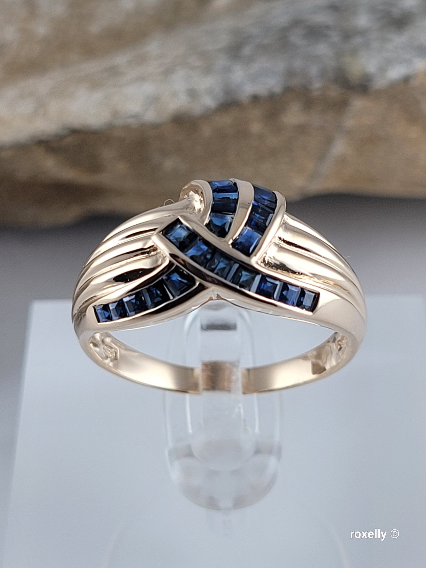 ❤️14k Size 9 Precious Solid Yellow Gold Sapphires Dome Design Ring!