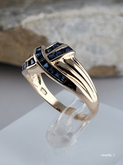 ❤️14k Size 9 Precious Solid Yellow Gold Sapphires Dome Design Ring!