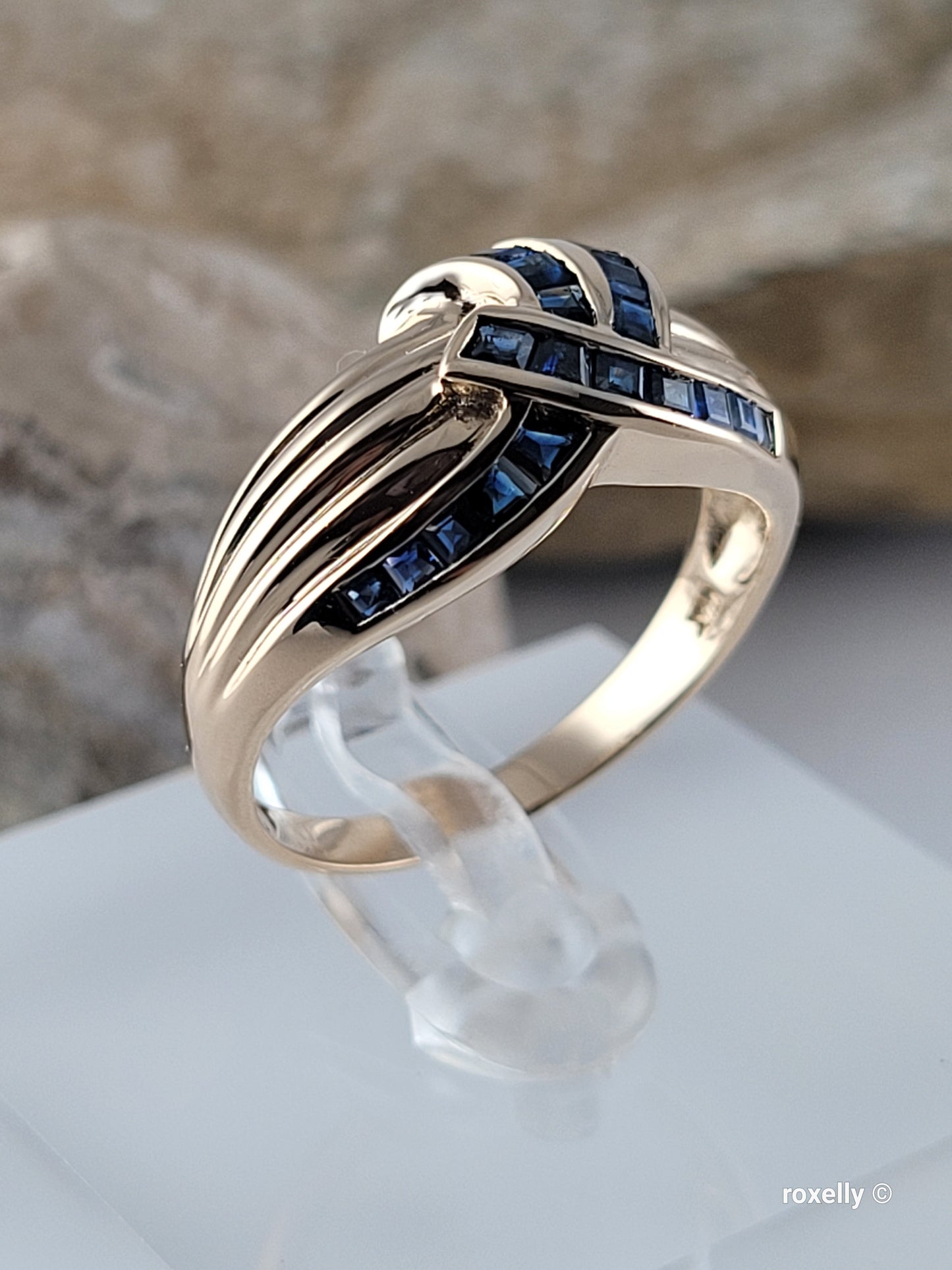 ❤️14k Size 9 Precious Solid Yellow Gold Sapphires Dome Design Ring!