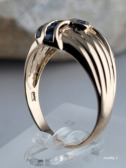 ❤️14k Size 9 Precious Solid Yellow Gold Sapphires Dome Design Ring!