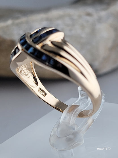 ❤️14k Size 9 Precious Solid Yellow Gold Sapphires Dome Design Ring!