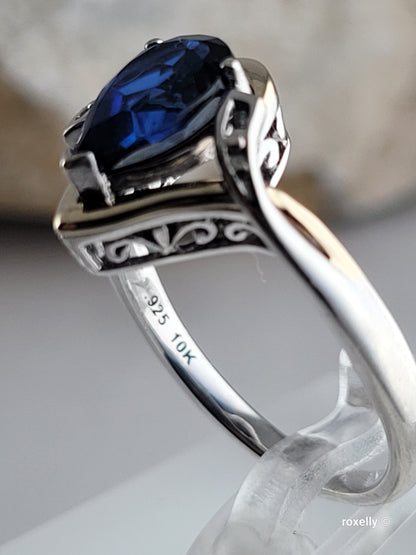 ❤️Sterling Silver & Solid Gold Sapphire and Diamond Set – Ring (Size 6.75), Necklace & Pendant!