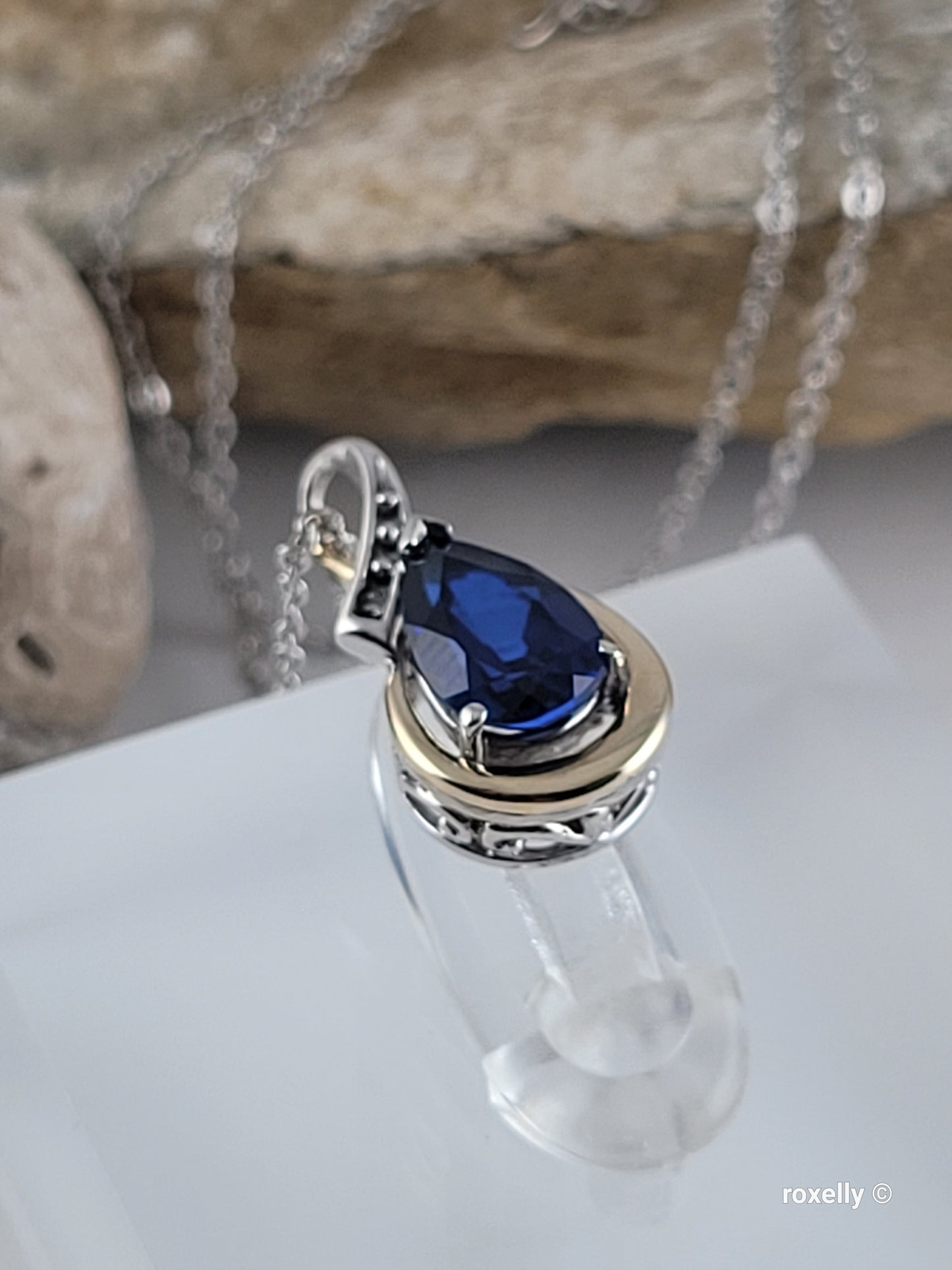 ❤️Sterling Silver & Solid Gold Sapphire and Diamond Set – Ring (Size 6.75), Necklace & Pendant!