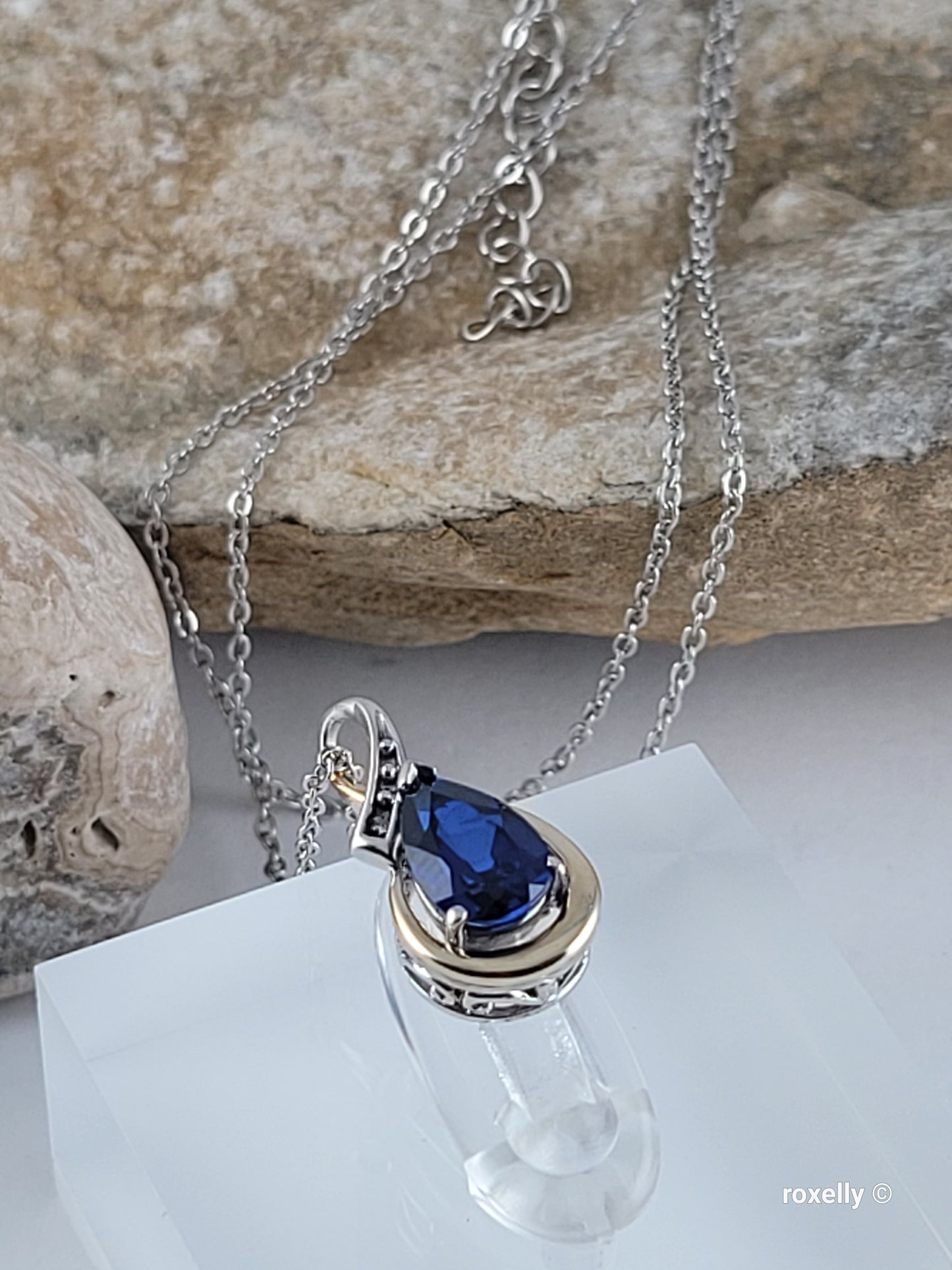 ❤️Sterling Silver & Solid Gold Sapphire and Diamond Set – Ring (Size 6.75), Necklace & Pendant!