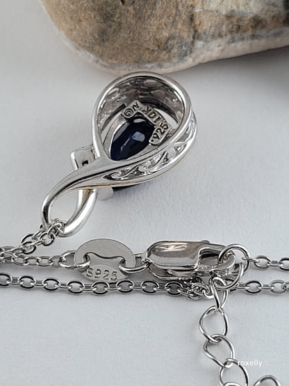 ❤️Sterling Silver & Solid Gold Sapphire and Diamond Set – Ring (Size 6.75), Necklace & Pendant!