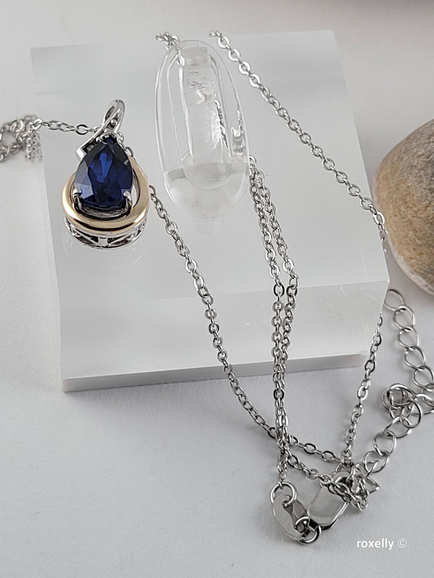 ❤️Sterling Silver & Solid Gold Sapphire and Diamond Set – Ring (Size 6.75), Necklace & Pendant!