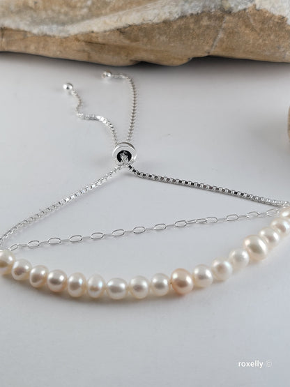 ❤️925 Sterling Silver Fresh-Water Pearls Bracelet!