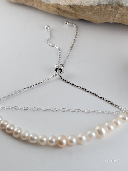 ❤️925 Sterling Silver Fresh-Water Pearls Bracelet!