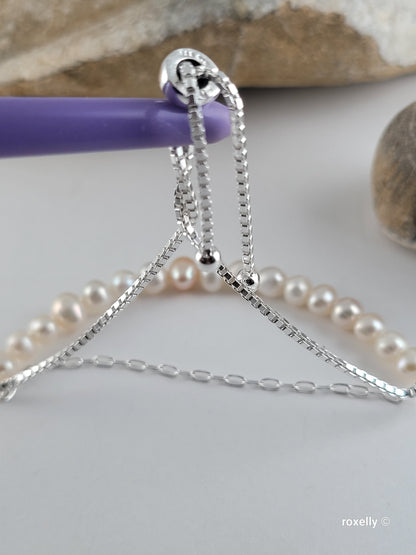 ❤️925 Sterling Silver Fresh-Water Pearls Bracelet!