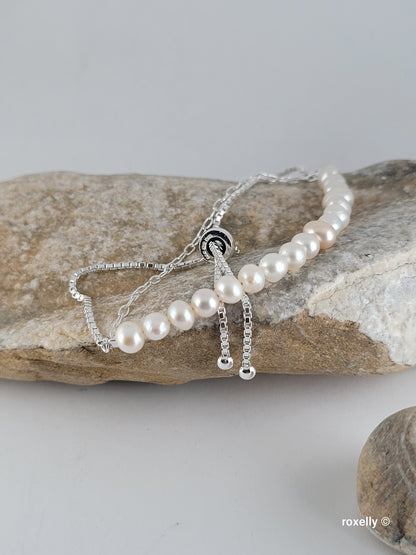 ❤️925 Sterling Silver Fresh-Water Pearls Bracelet!