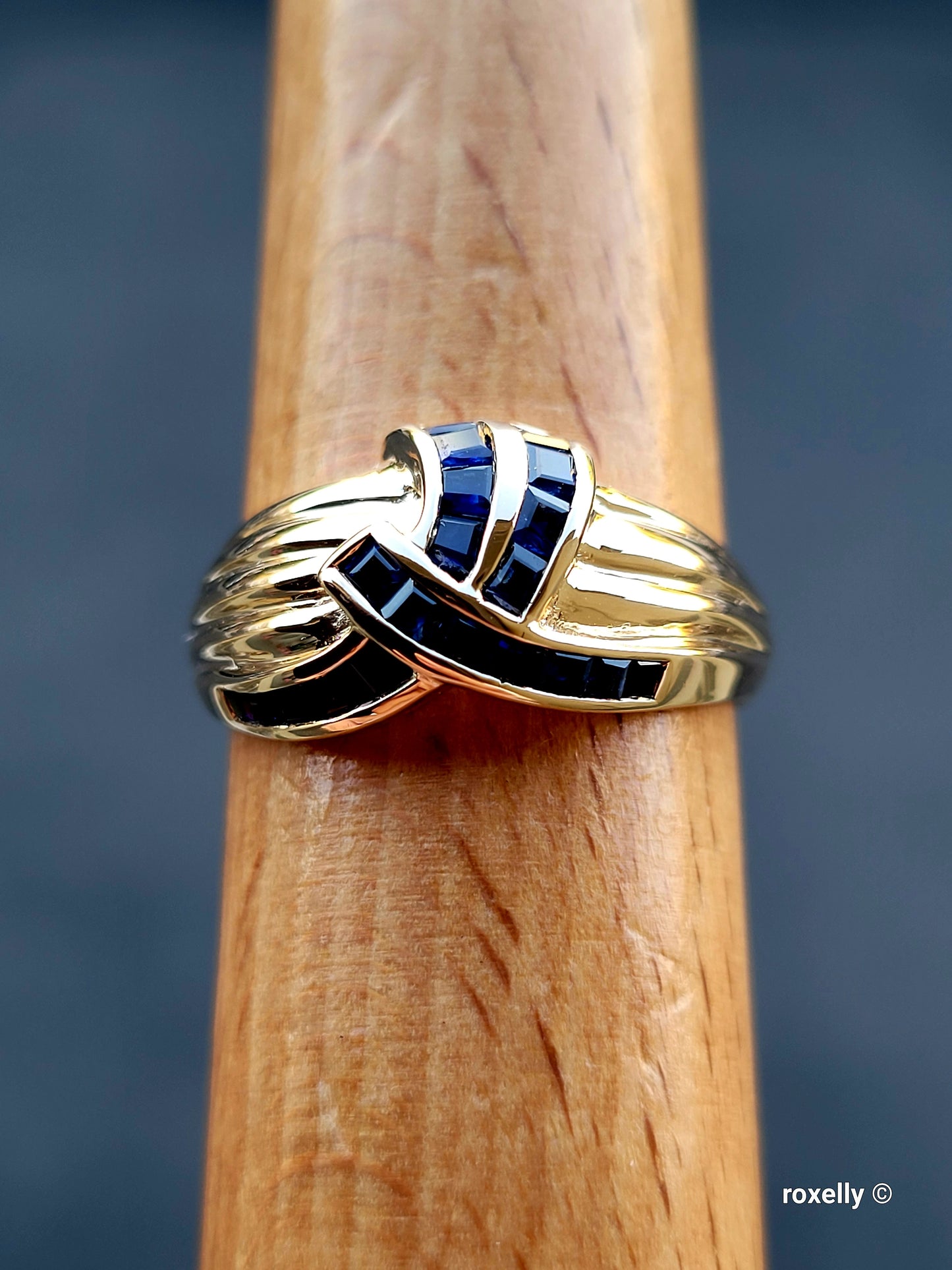 ❤️14k Size 9 Precious Solid Yellow Gold Sapphires Dome Design Ring!