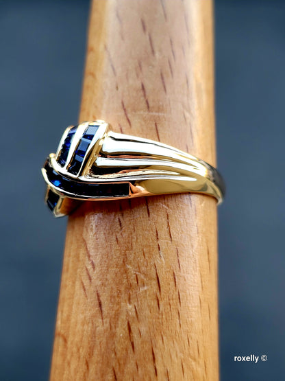 ❤️14k Size 9 Precious Solid Yellow Gold Sapphires Dome Design Ring!