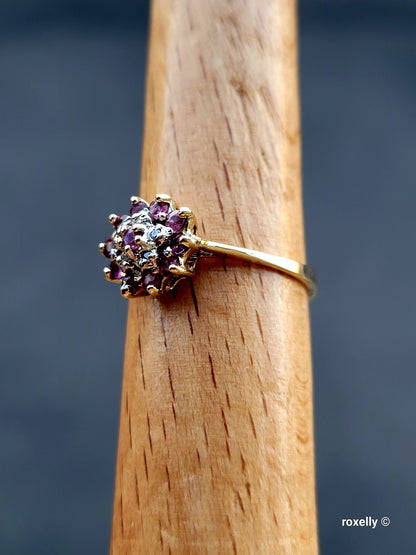 ❤️10k Size 6 Precious Solid Yellow Gold Rubies and Diamond Ring!