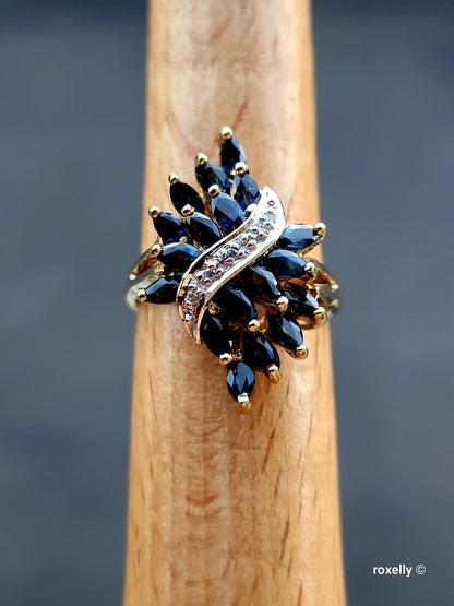 ❤️10k Size 5.75 Precious Solid Yellow Gold Sapphire and Diamond Ring!