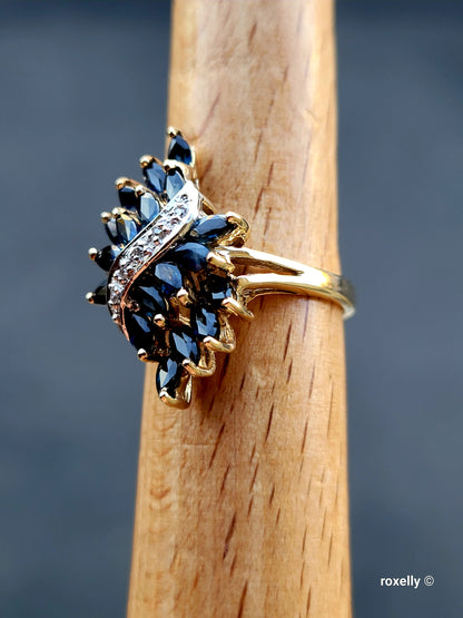 ❤️10k Size 5.75 Precious Solid Yellow Gold Sapphire and Diamond Ring!