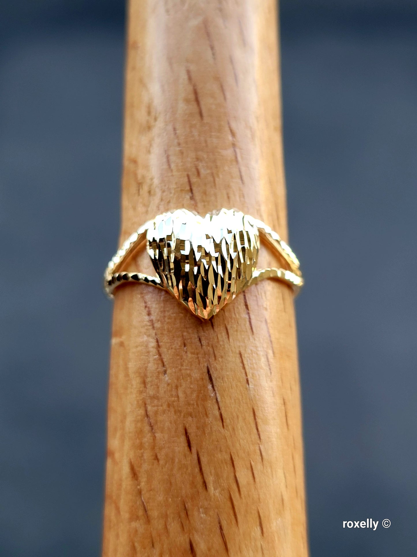 ❤️14k 10k Solid Yellow Gold Heart-Shaped Ring and Pendant Diamond Cut!