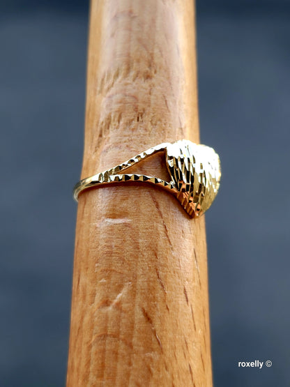 ❤️14k 10k Solid Yellow Gold Heart-Shaped Ring and Pendant Diamond Cut!