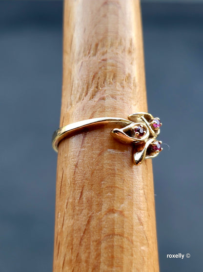 ❤️10k Size 6 Precious Solid Yellow Gold Rubies Cocktail Ring!