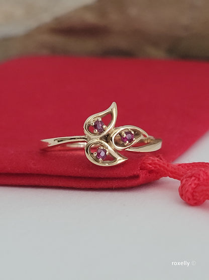 ❤️10k Size 6 Precious Solid Yellow Gold Rubies Cocktail Ring!