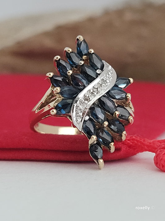 ❤️10k Size 5.75 Precious Solid Yellow Gold Sapphire and Diamond Ring!
