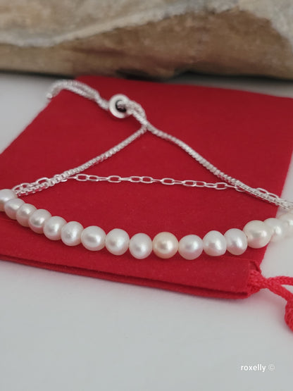 ❤️925 Sterling Silver Fresh-Water Pearls Bracelet!