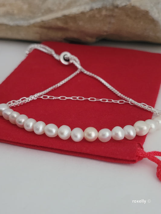 ❤️925 Sterling Silver Fresh-Water Pearls Bracelet!
