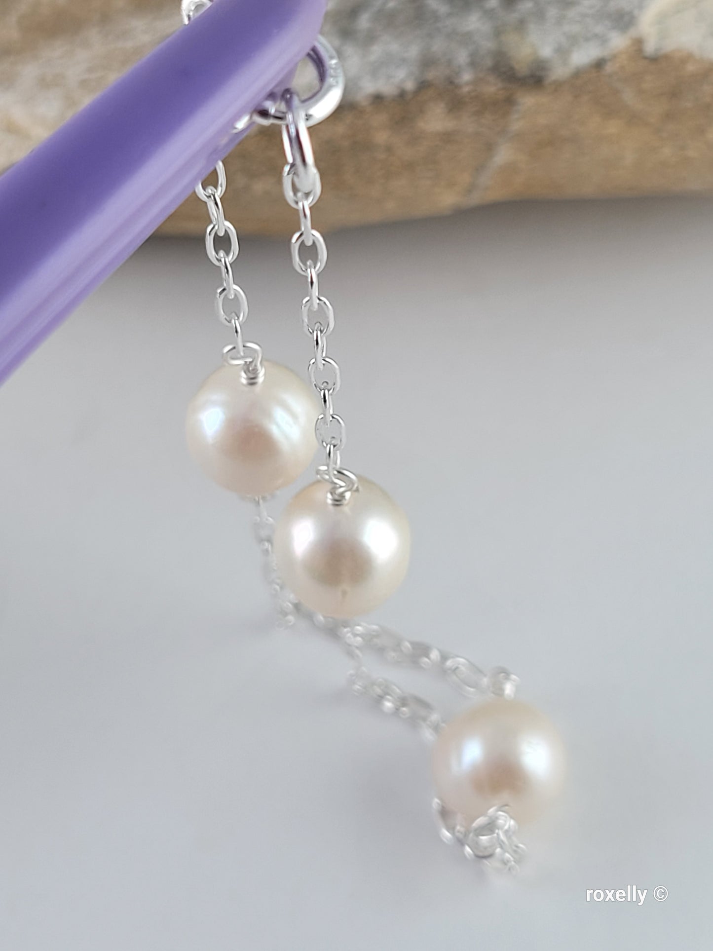 ♥️Sterling Silver 8mm Freshwater Near Round White Pearl