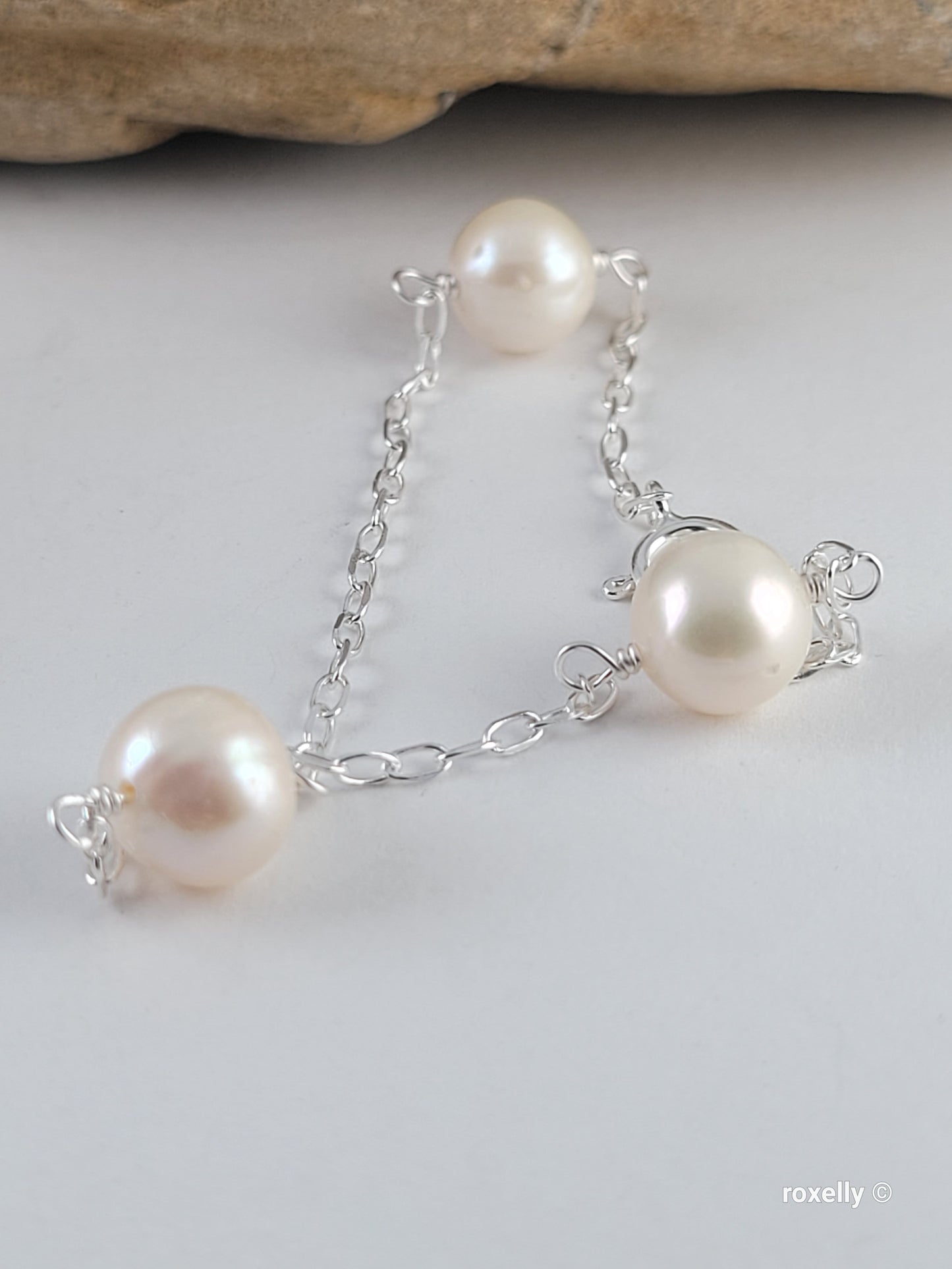 ♥️Sterling Silver 8mm Freshwater Near Round White Pearl