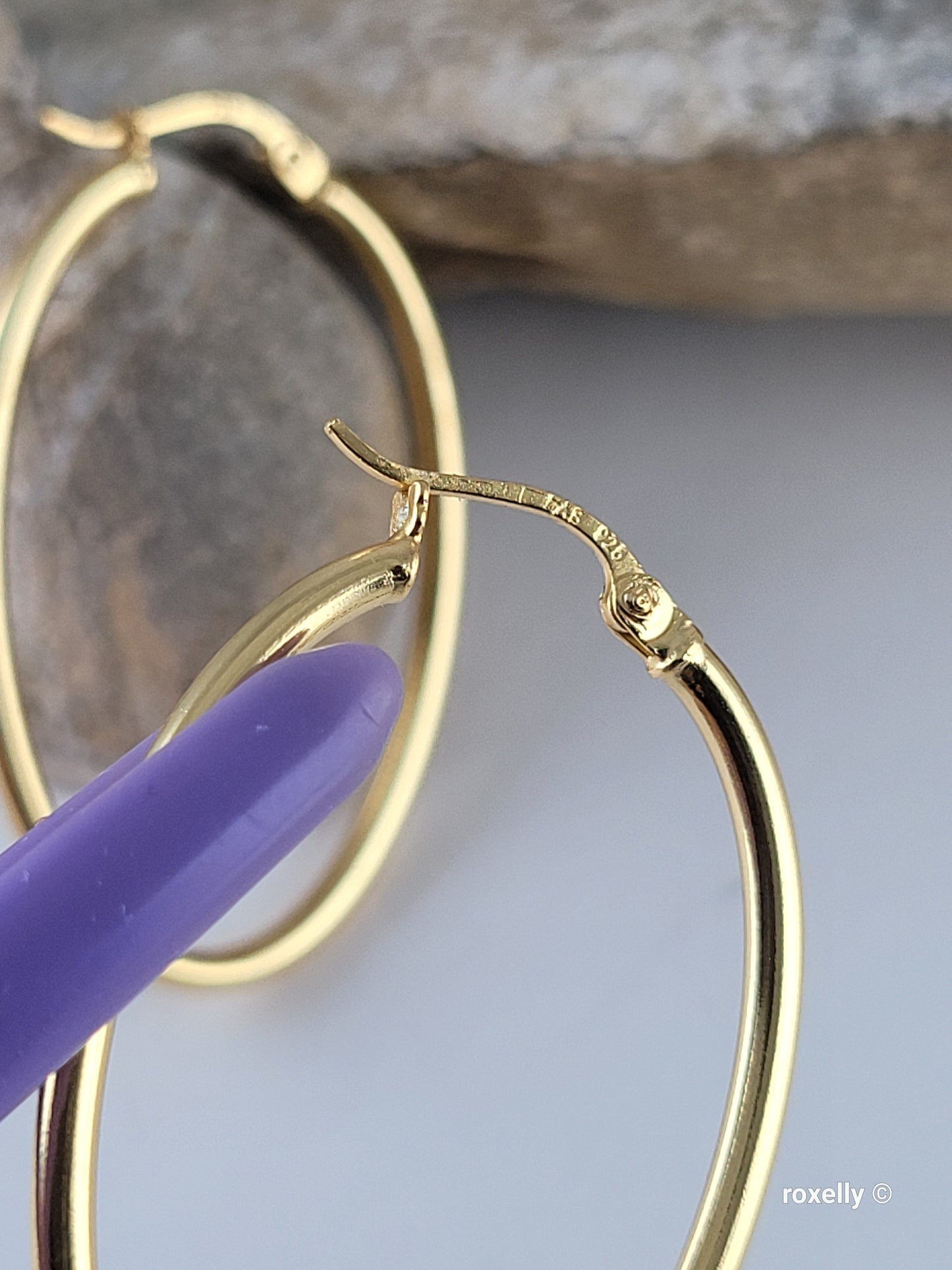 ♥️Sterling Silver Oval Hoop 37mm Earrings - Elegant Lightweight Design! 👌🎁