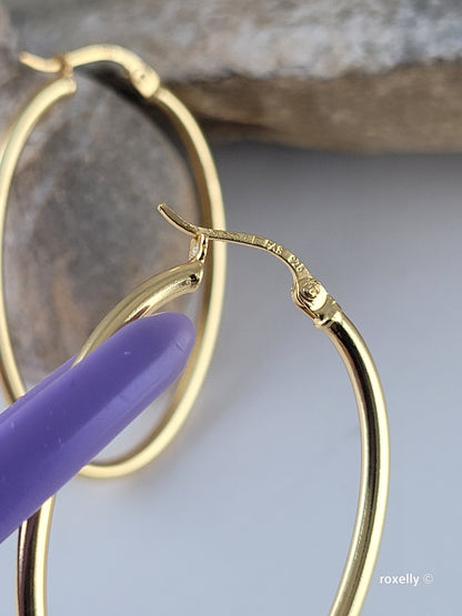 ♥️Sterling Silver Oval Hoop 37mm Earrings - Elegant Lightweight Design! 👌🎁