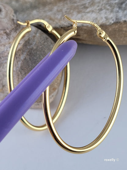 ♥️Sterling Silver Oval Hoop 37mm Earrings - Elegant Lightweight Design! 👌🎁
