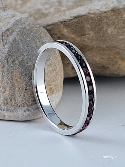 ♥️Size 8.75 Sterling Silver Swarovsky Crystal Garnet Ring!