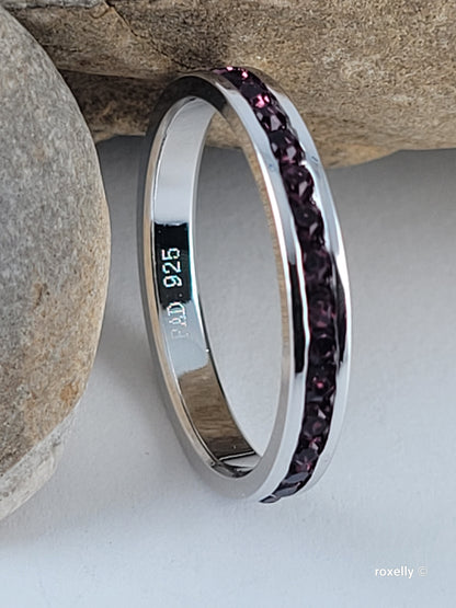 ♥️Size 8.75 Sterling Silver Swarovsky Crystal Garnet Ring!