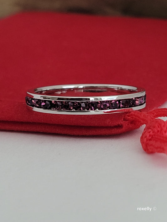 ♥️Size 8.75 Sterling Silver Swarovsky Crystal Garnet Ring!